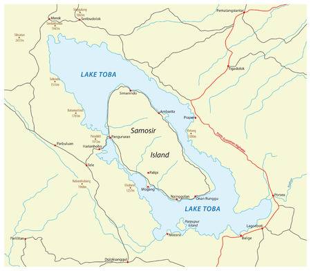 61660456-vector-road-map-of-indonesian-volcano-lake-toba-on-sumatra